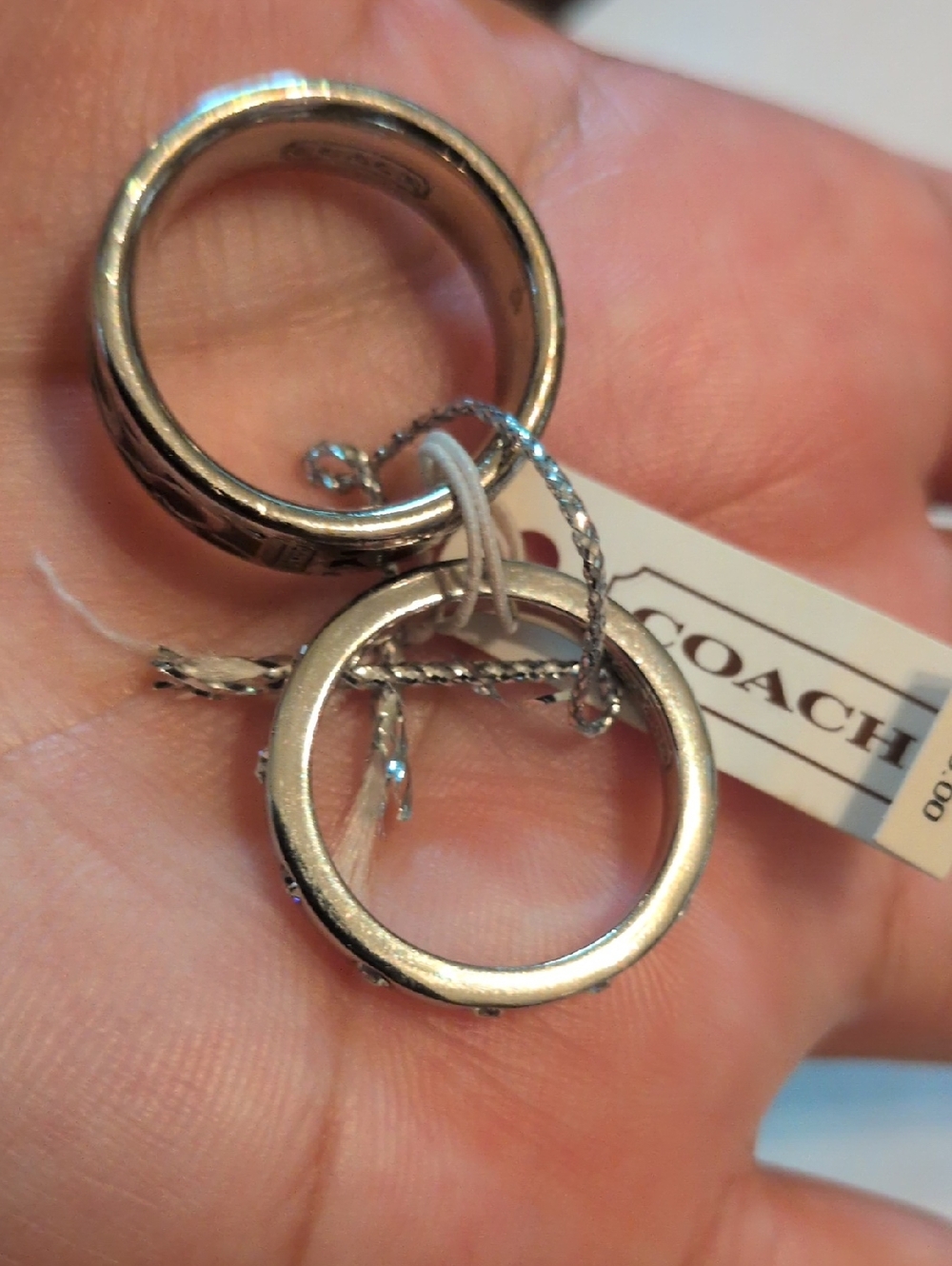NWT COACH Black Enamel Signature Ring Set Size 6 95586 - Picture 7 of 8